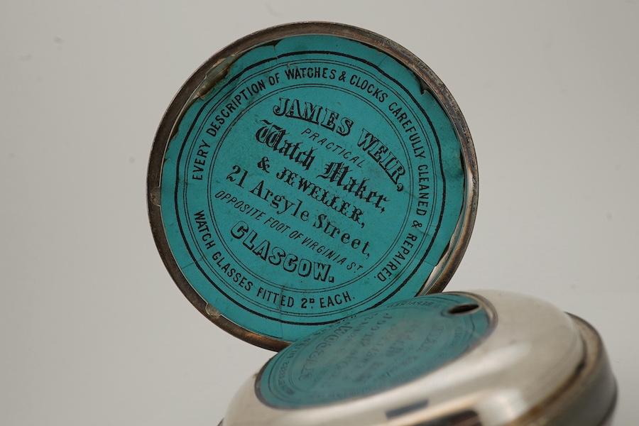 A George IV silver open faced key wind verge pocket watch, by Edward Manley, London, with Roman dial, the signed movement numbered 7633, case diameter 50mm. Condition - fair